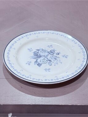 8” Newcor Vintage Blue and White Stoneware Rare- hard to find